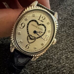 Judith Ripka Silver Watch with Black Strap
